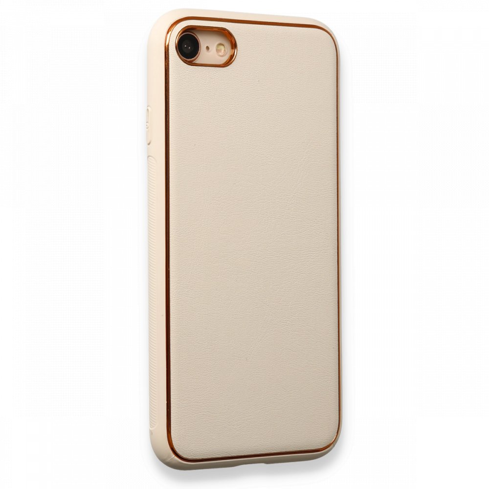 iPhone 8 Kılıf Coco Deri Silikon Kapak - Gold iPhone 8 Kılıf Coco Deri Silikon Kapak - Gold