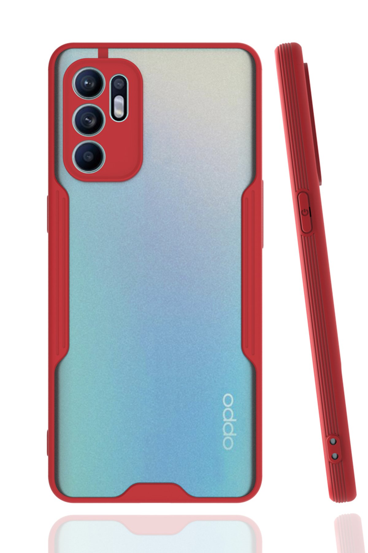  Oppo Reno 6 Kılıf Platin Silikon - Kırmızı