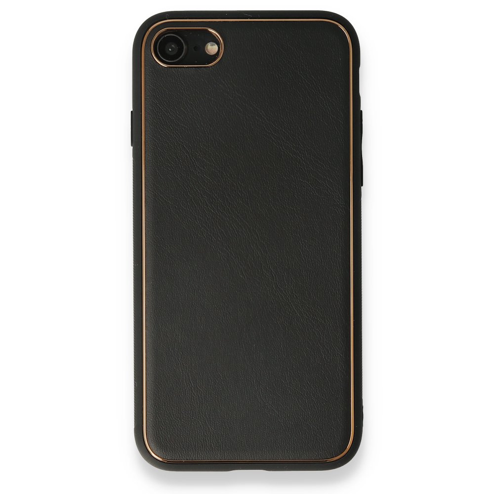 iPhone 8 Kılıf Coco Deri Silikon Kapak - Siyah iPhone 8 Kılıf Coco Deri Silikon Kapak - Siyah