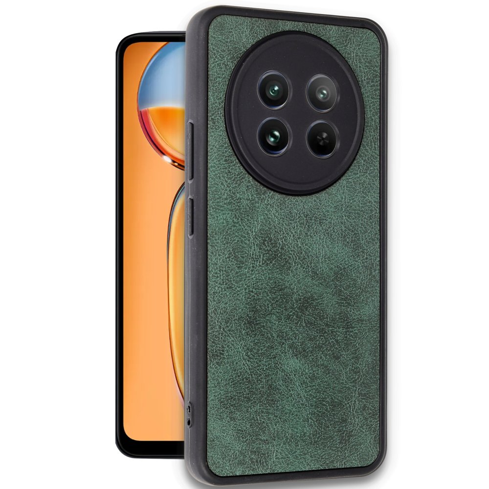 Realme 12 5G Kılıf Aras Deri Kapak - Koyu Yeşil Realme 12 5G Kılıf Aras Deri Kapak - Koyu Yeşil