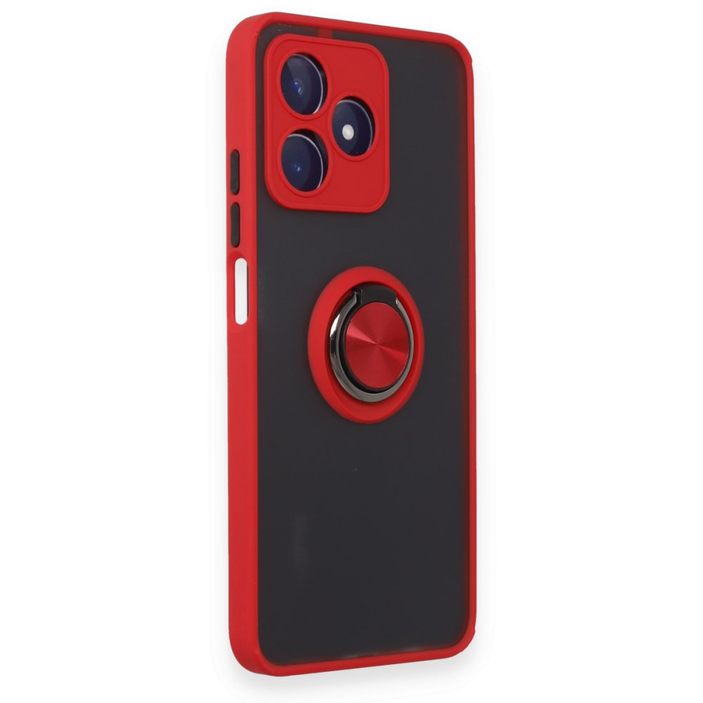  Realme C53 Kılıf Montreal Yüzüklü Silikon Kapak - Kırmızı