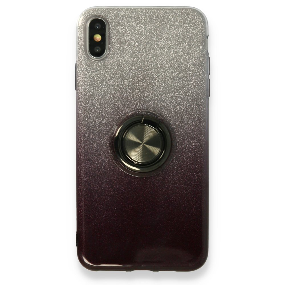  iPhone X Kılıf Simli Yüzüklü Silikon - Siyah