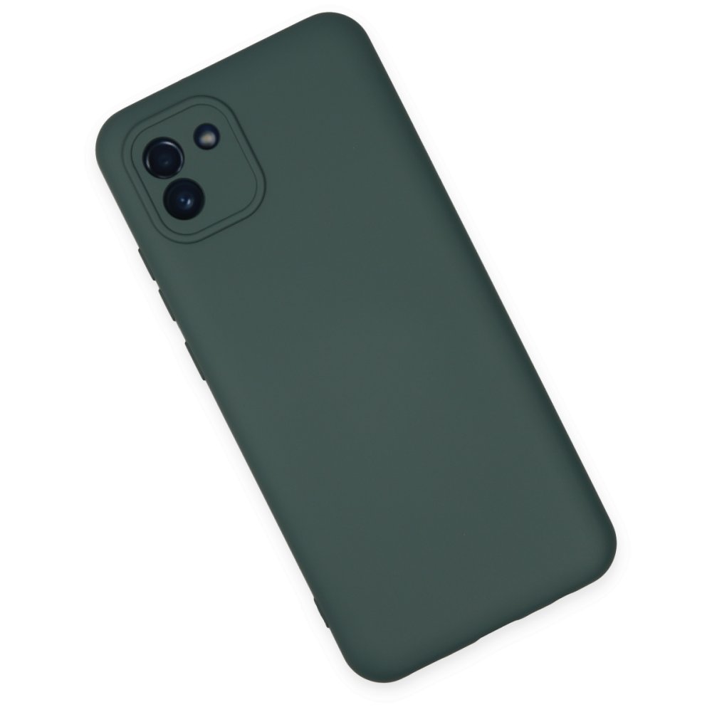  Samsung Galaxy A03 Kılıf Nano içi Kadife Silikon - Koyu Yeşil