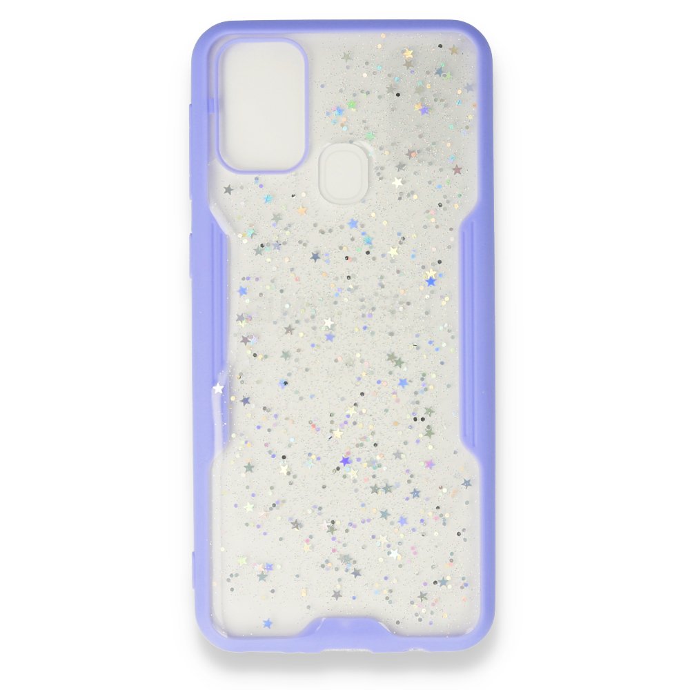  Samsung Galaxy M31 Kılıf Platin Simli Silikon - Lila