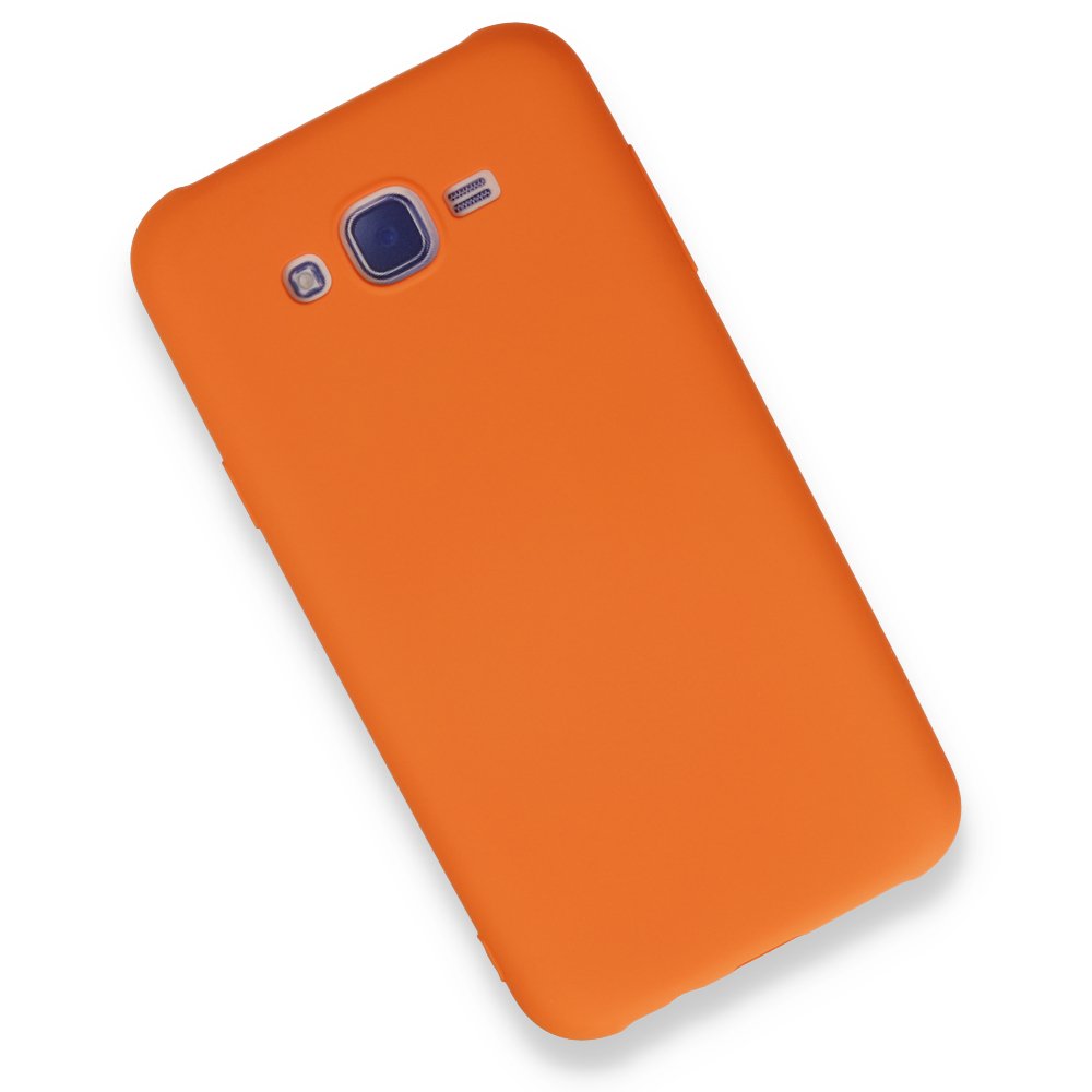  Samsung Galaxy J7 Kılıf Nano içi Kadife Silikon - Turuncu