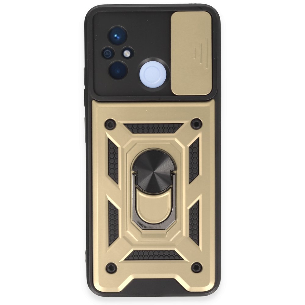 Redmi 12C Kılıf Pars Lens Yüzüklü Silikon - Gold