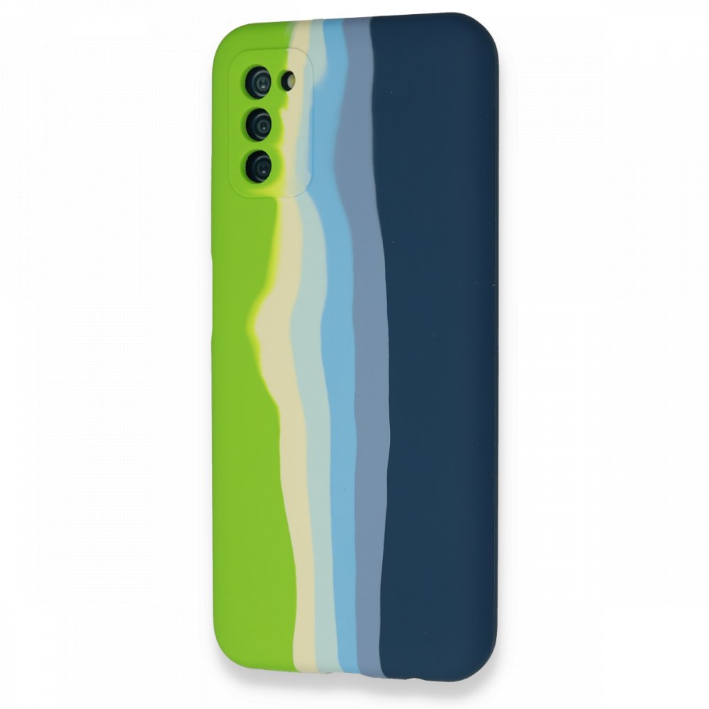  Samsung Galaxy A03S Kılıf Ebruli Lansman Silikon - Yeşil-Koyu Yeşil