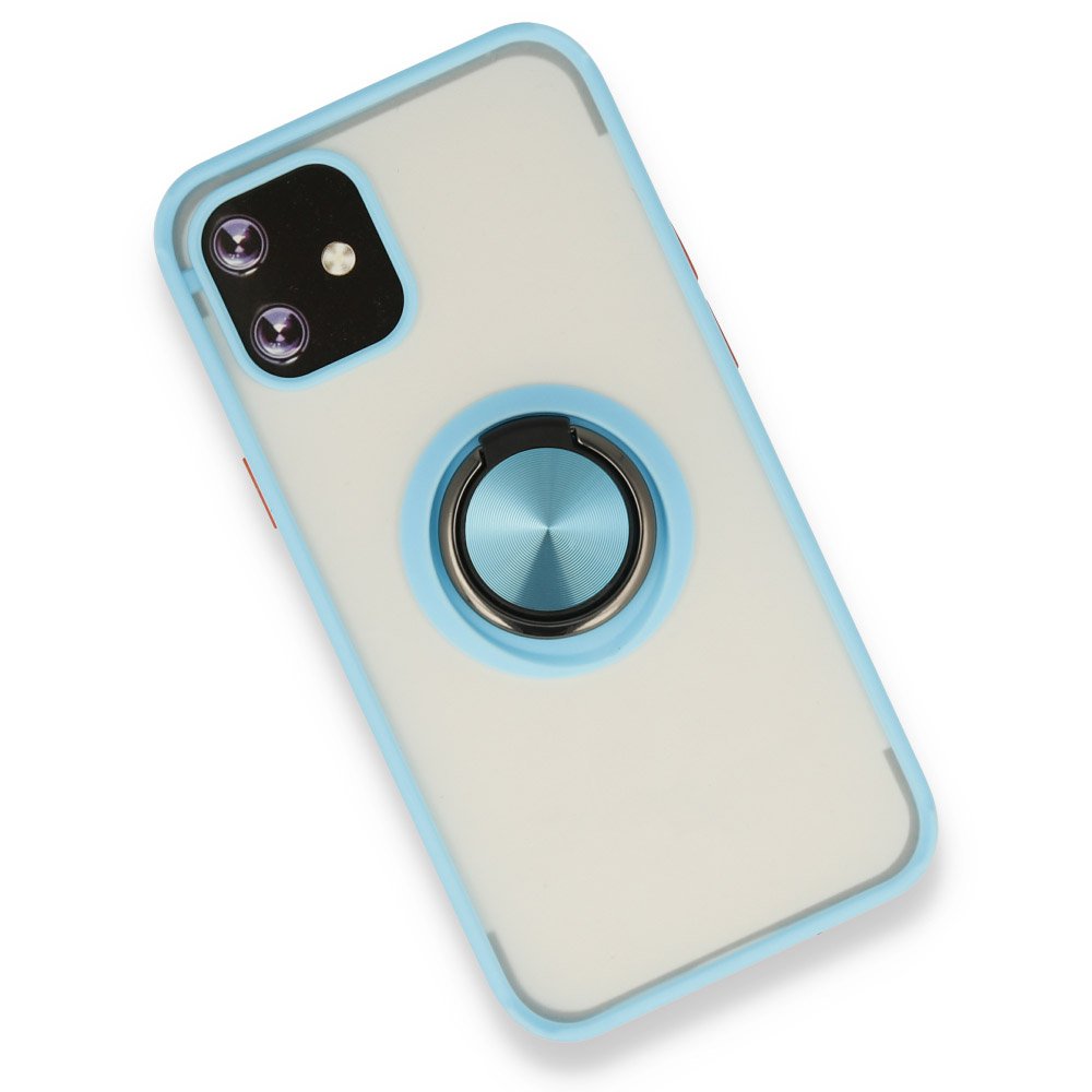 iPhone 12 Mini Kılıf Montreal Yüzüklü Silikon Kapak - Buz Mavi iPhone 12 Mini Kılıf Montreal Yüzüklü Silikon Kapak - Buz Mavi