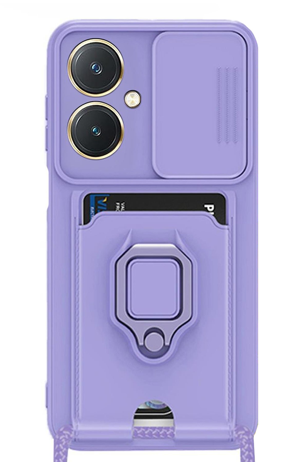  Vivo Y27 Kılıf Zuma Kartvizitli Yüzüklü Silikon - Lila