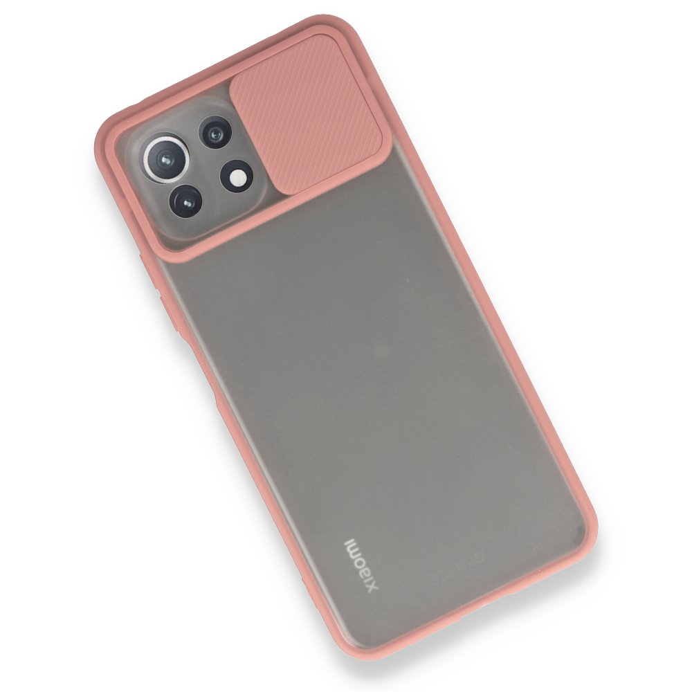 Xiaomi Mİ 11 Lite Kılıf Palm Buzlu Kamera Sürgülü Silikon - Pembe  Xiaomi Mİ 11 Lite Kılıf Palm Buzlu Kamera Sürgülü Silikon - Pembe
