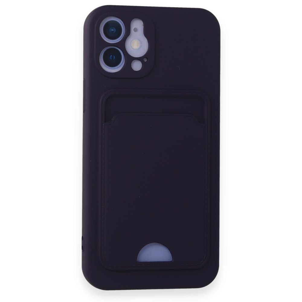  iPhone 12 Kılıf Kelvin Kartvizitli Silikon - Derin Mor