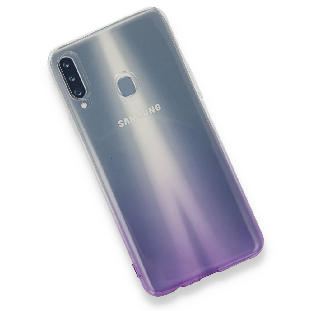  Samsung Galaxy A20S Kılıf Lüx Çift Renkli Silikon - Mor