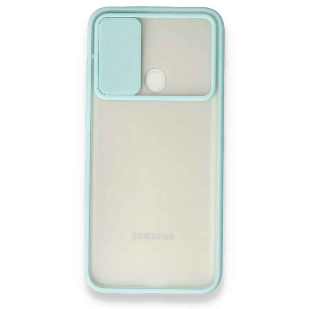  Samsung Galaxy M11 Kılıf Palm Buzlu Kamera Sürgülü Silikon - Turkuaz