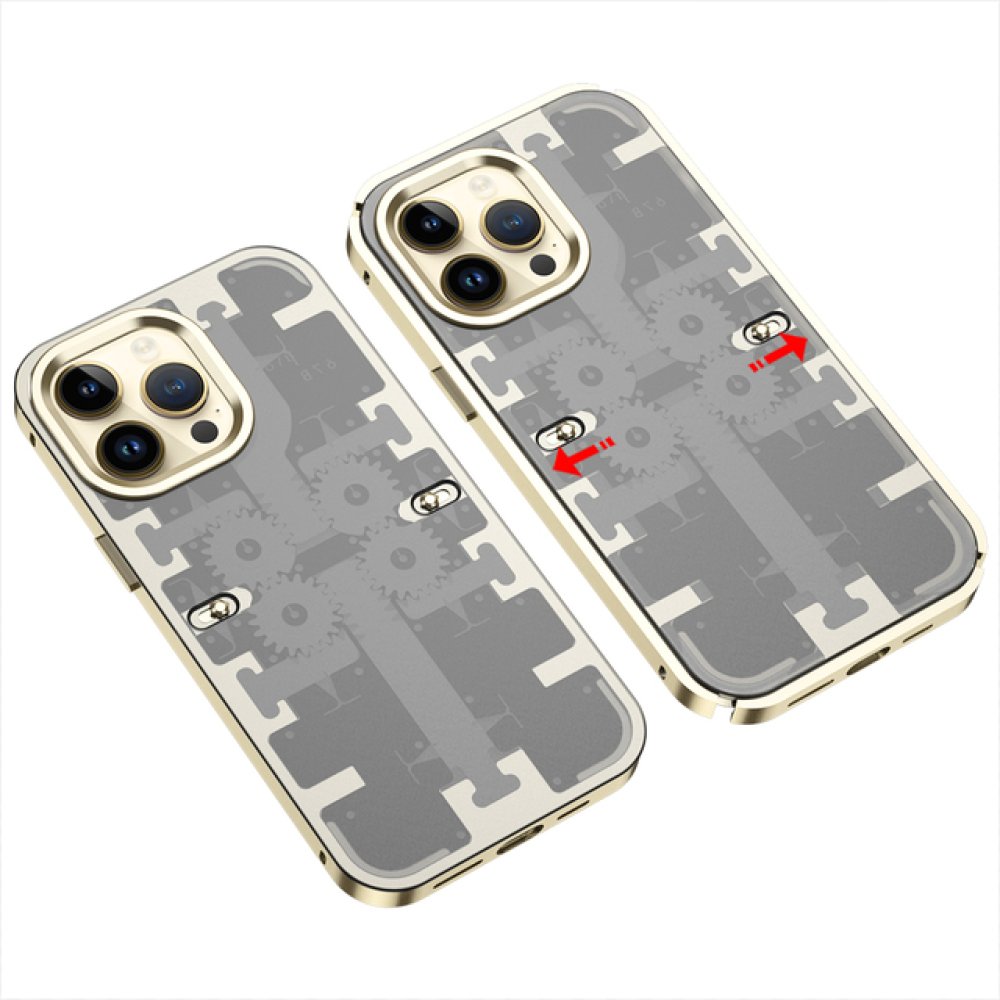  iPhone 13 Pro Max Kılıf Mekanik Bumper Kapak - Gold