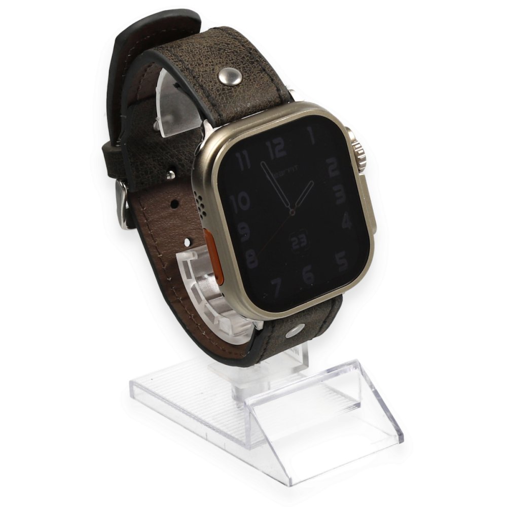  Apple Watch Ultra 49mm NL18 Deri Kordon - Kahverengi