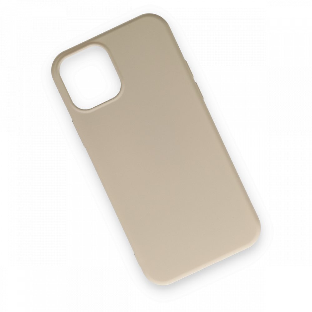  iPhone 12 Kılıf Nano içi Kadife Silikon - Bej