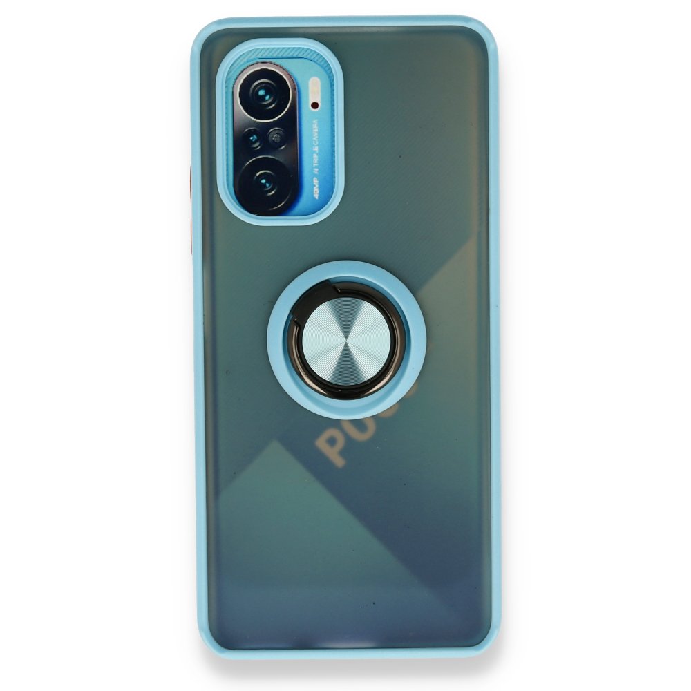 Redmi K40 Pro Kılıf Montreal Yüzüklü Silikon Kapak - Buz Mavi
