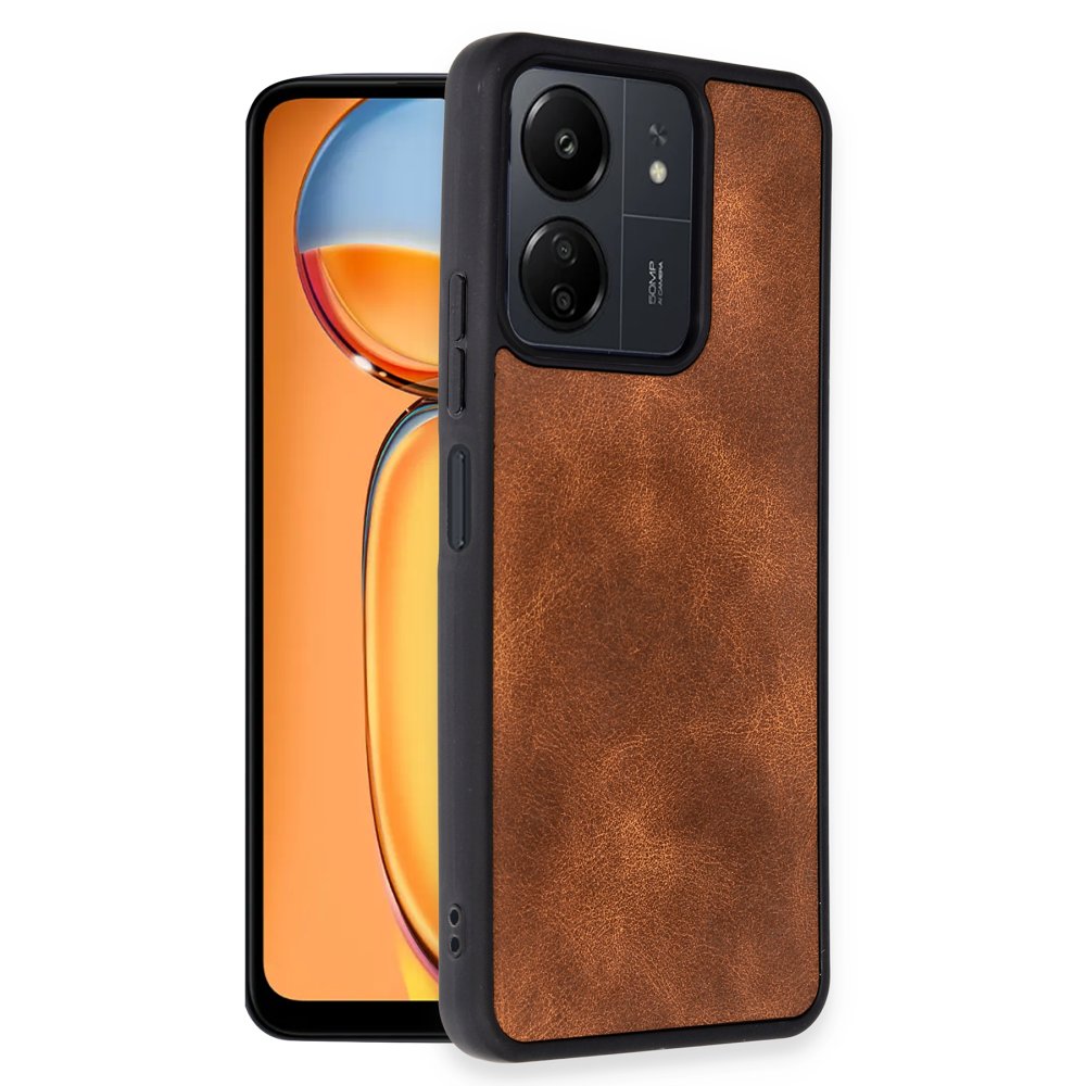  Xiaomi Poco C65 Kılıf Aras Deri Kapak - Taba