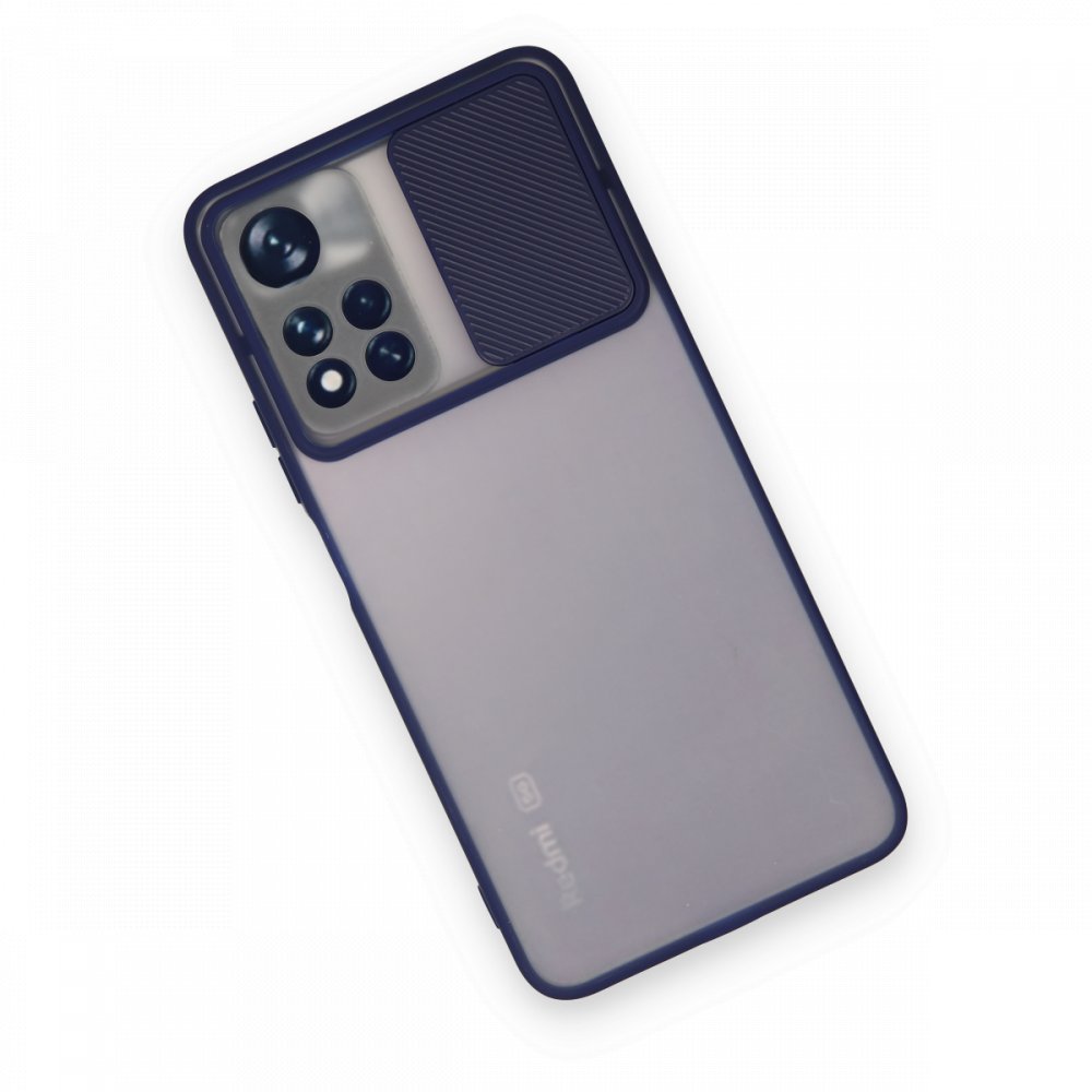  Xiaomi Poco M4 Pro 5G Kılıf Palm Buzlu Kamera Sürgülü Silikon - Lacivert