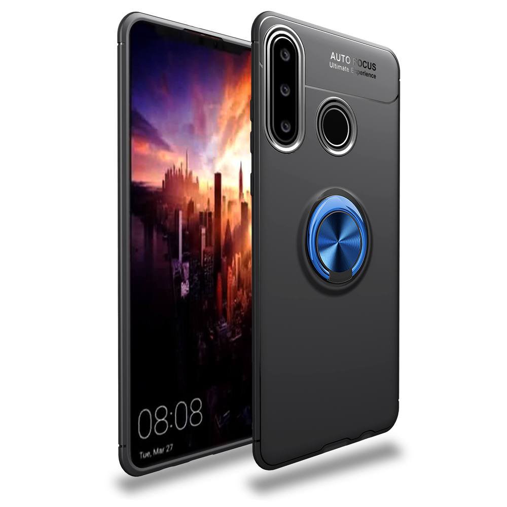 Huawei Y6P Kılıf Range Yüzüklü Silikon - Siyah-Mavi  Huawei Y6P Kılıf Range Yüzüklü Silikon - Siyah-Mavi