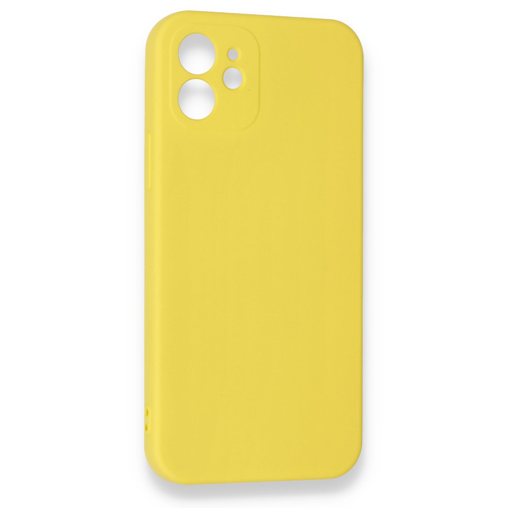 iPhone 12 Kılıf Nano içi Kadife Silikon - Sarı iPhone 12 Kılıf Nano içi Kadife Silikon - Sarı