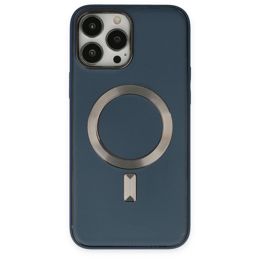  iPhone 13 Pro Kılıf Coco Deri Magneticsafe Silikon - Lacivert