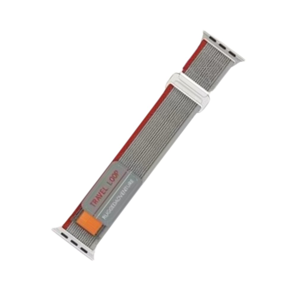  Apple Watch 40mm Alice Kumaş Kordon - Gri-Kırmızı