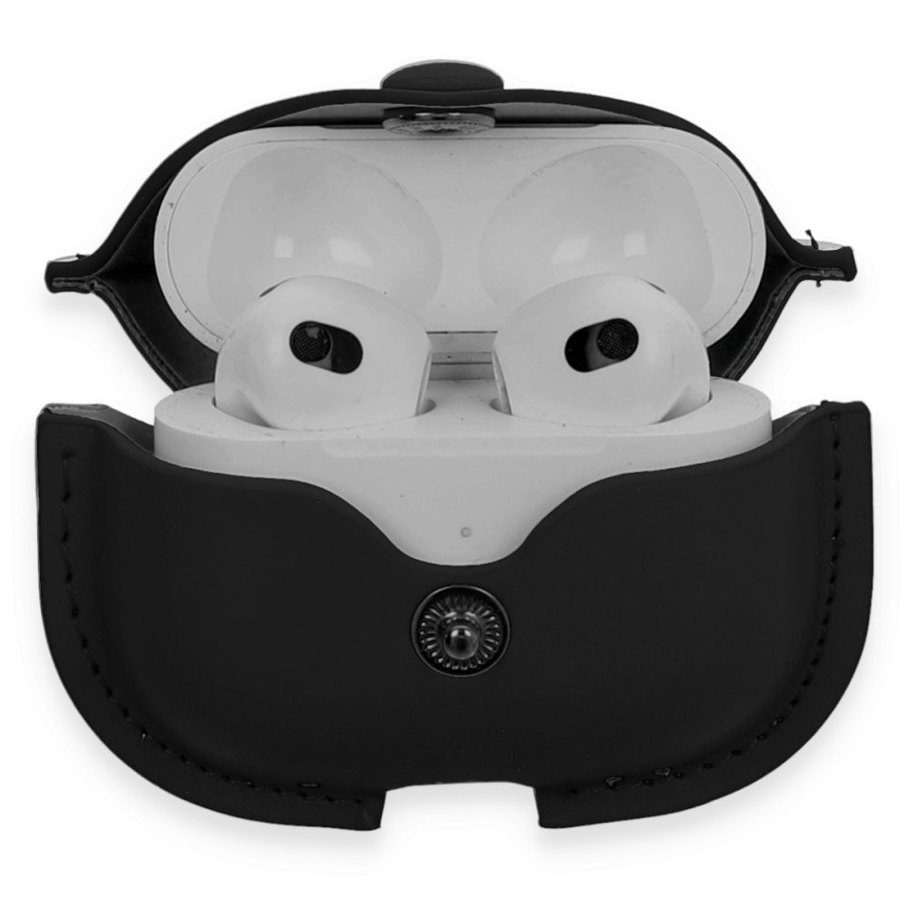 Airpods 3 (3.nesil) Çanta Deri Kılıf - Siyah Airpods 3 (3.nesil) Çanta Deri Kılıf - Siyah