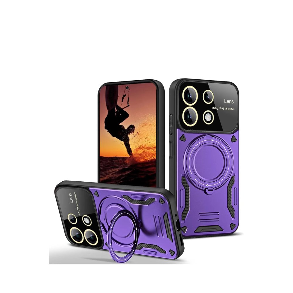 Redmi 13 4G Kılıf Joy Lens Standlı Kapak - Mor Redmi 13 4G Kılıf Joy Lens Standlı Kapak - Mor