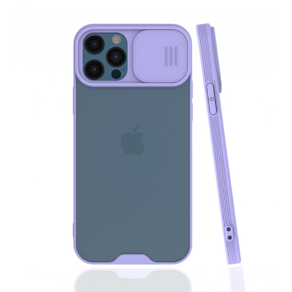  iPhone 12 Pro Max Kılıf Platin Kamera Koruma Silikon - Lila