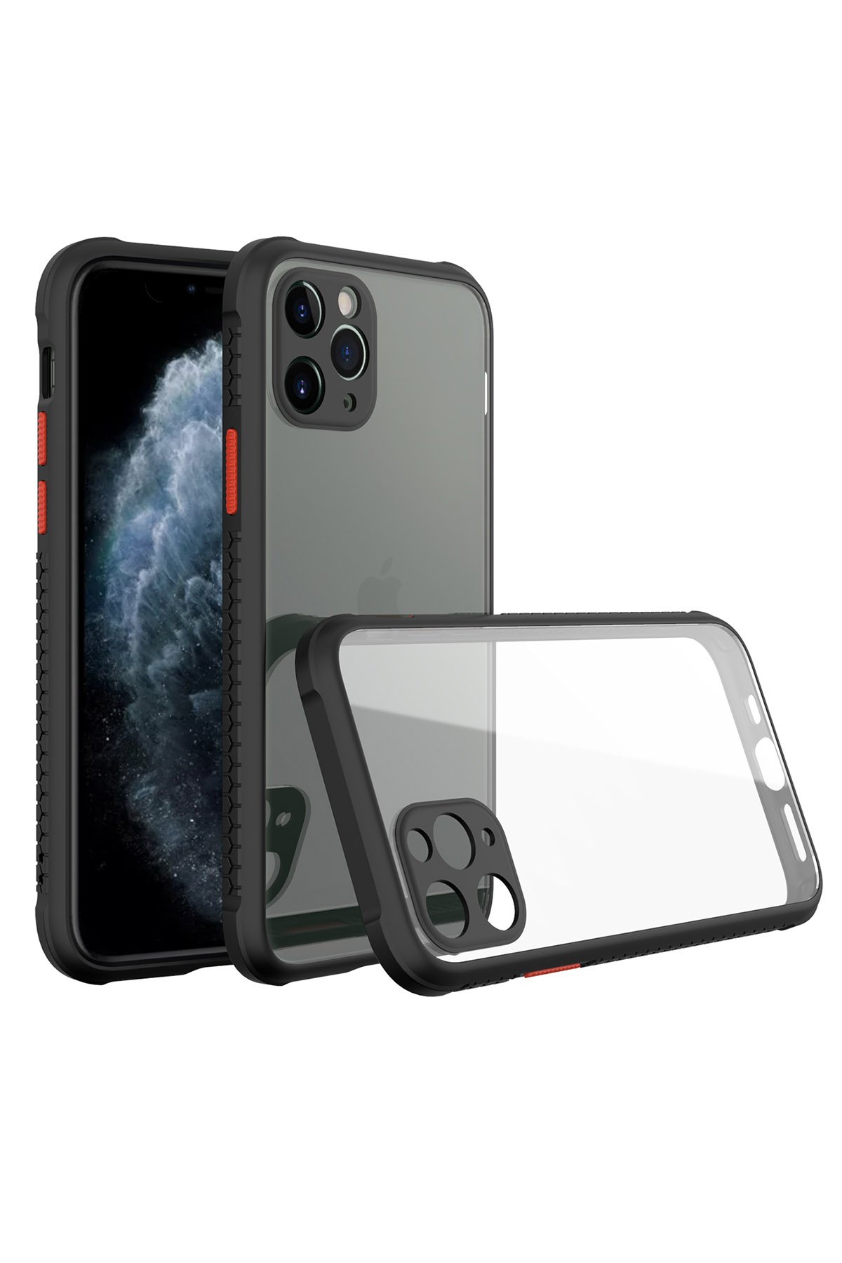  iPhone 11 Pro Max Kılıf Miami Şeffaf Silikon - Siyah