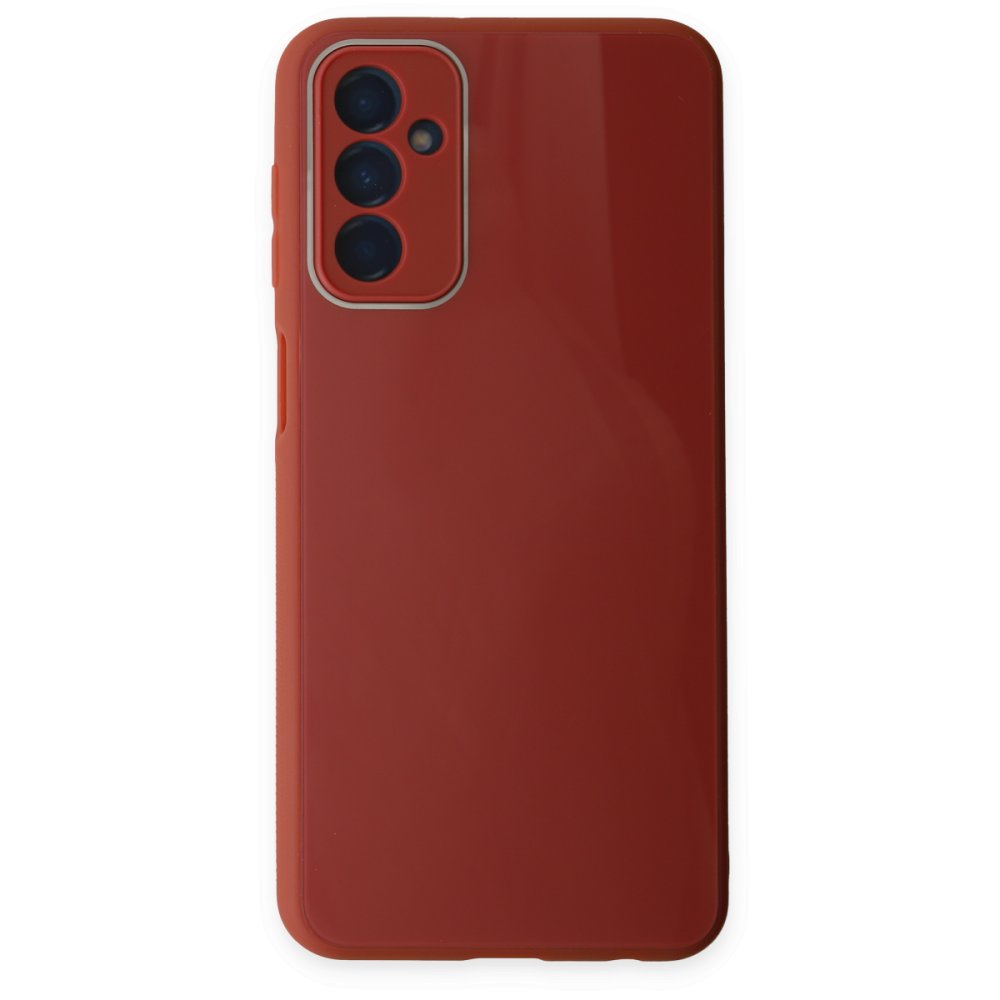  Samsung Galaxy M13 Kılıf Glass Kapak - Bordo