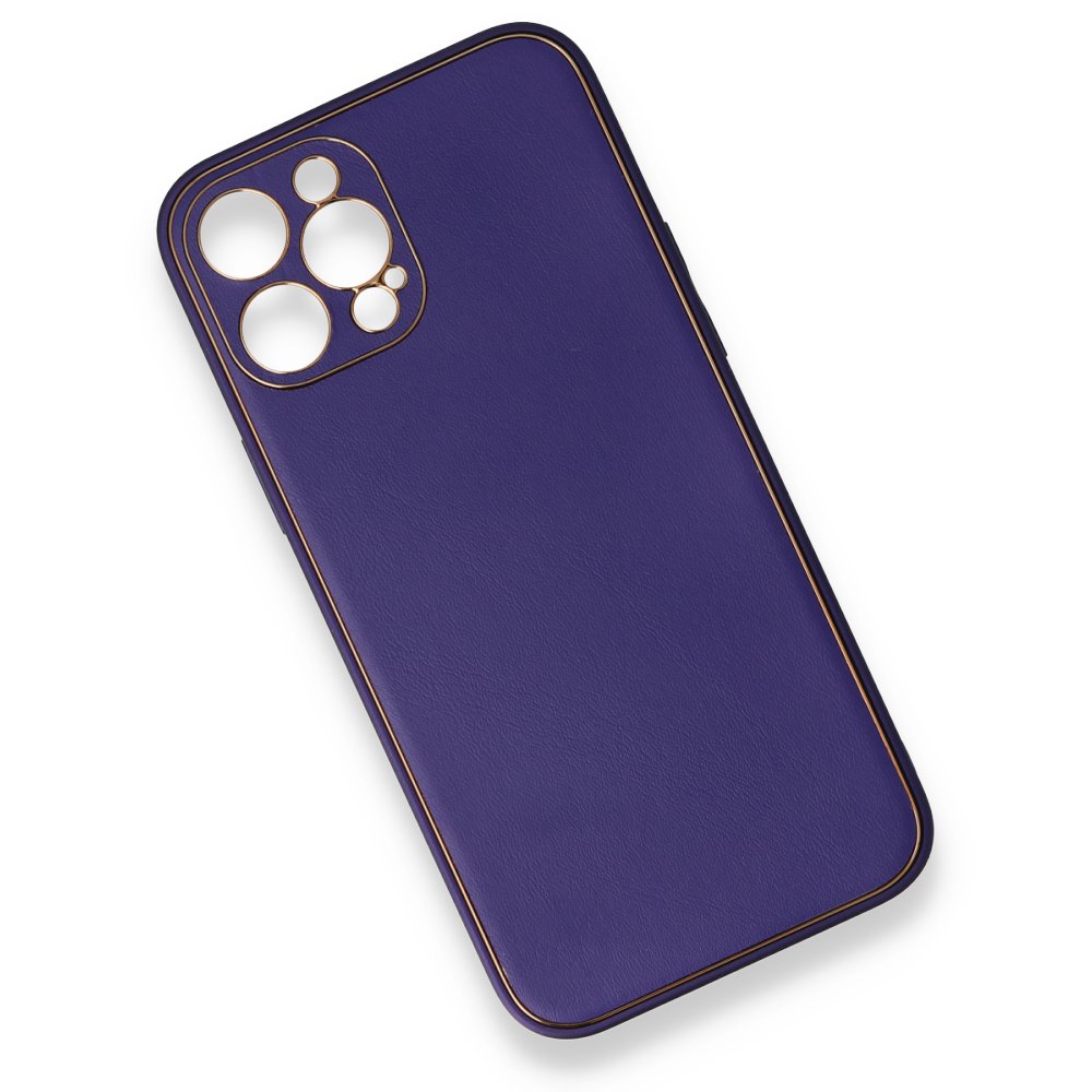  iPhone 12 Pro Max Kılıf Coco Deri Silikon Kapak - Mor