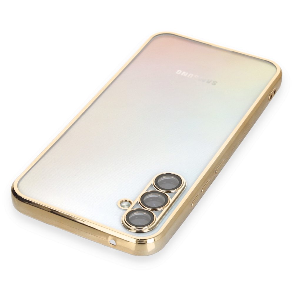  Samsung Galaxy A54 5G Kılıf Razer Lensli Silikon - Gold