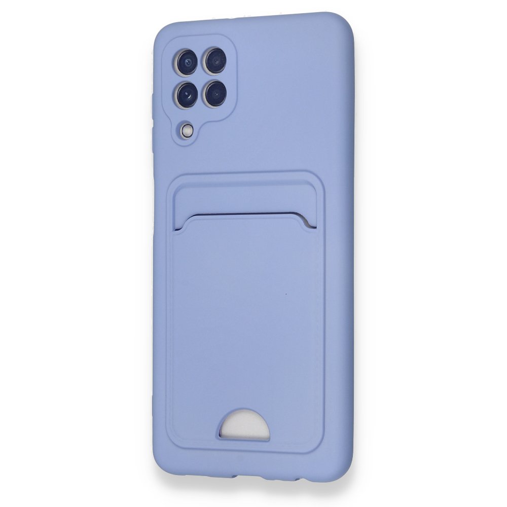  Samsung Galaxy M32 Kılıf Kelvin Kartvizitli Silikon - Lila