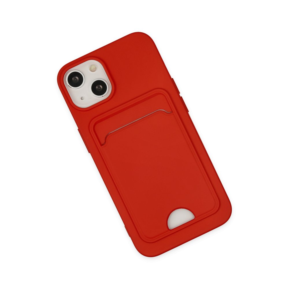  iPhone 14 Plus Kılıf Kelvin Kartvizitli Silikon - Kırmızı