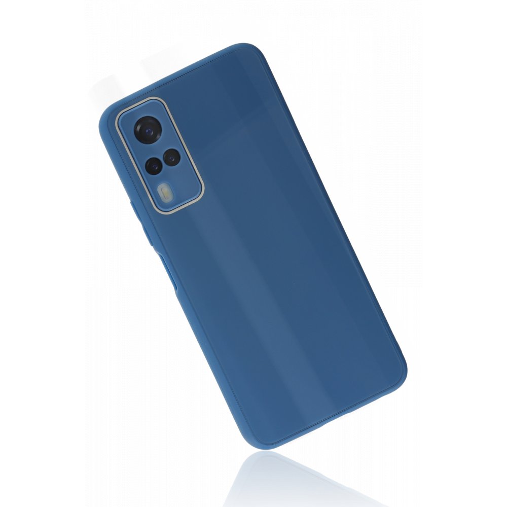  Vivo Y51 Kılıf Glass Kapak - Mavi
