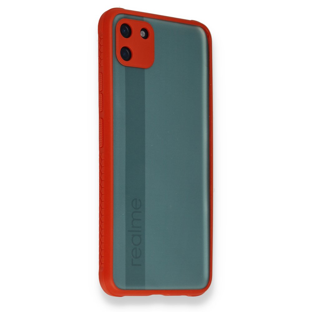 Realme C11 Kılıf Miami Şeffaf Silikon - Kırmızı  Realme C11 Kılıf Miami Şeffaf Silikon - Kırmızı