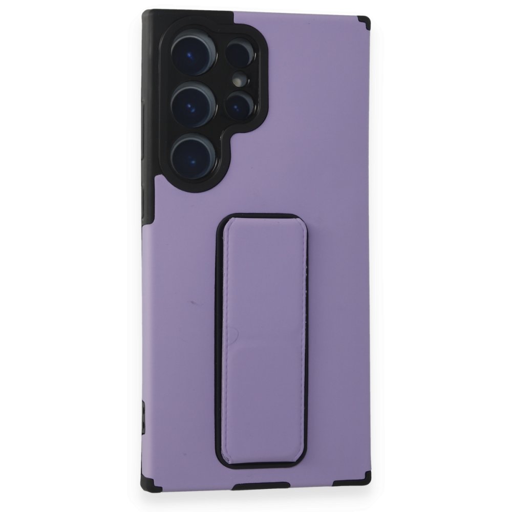  Samsung Galaxy S23 Ultra Kılıf Mega Standlı Silikon - Lila