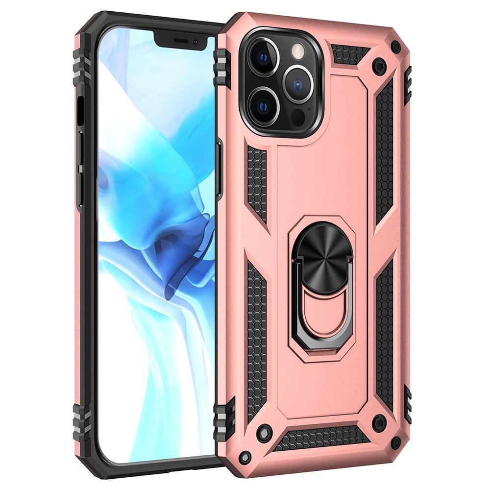  iPhone 12 Pro Max Kılıf Sofya Yüzüklü Silikon Kapak - Rose