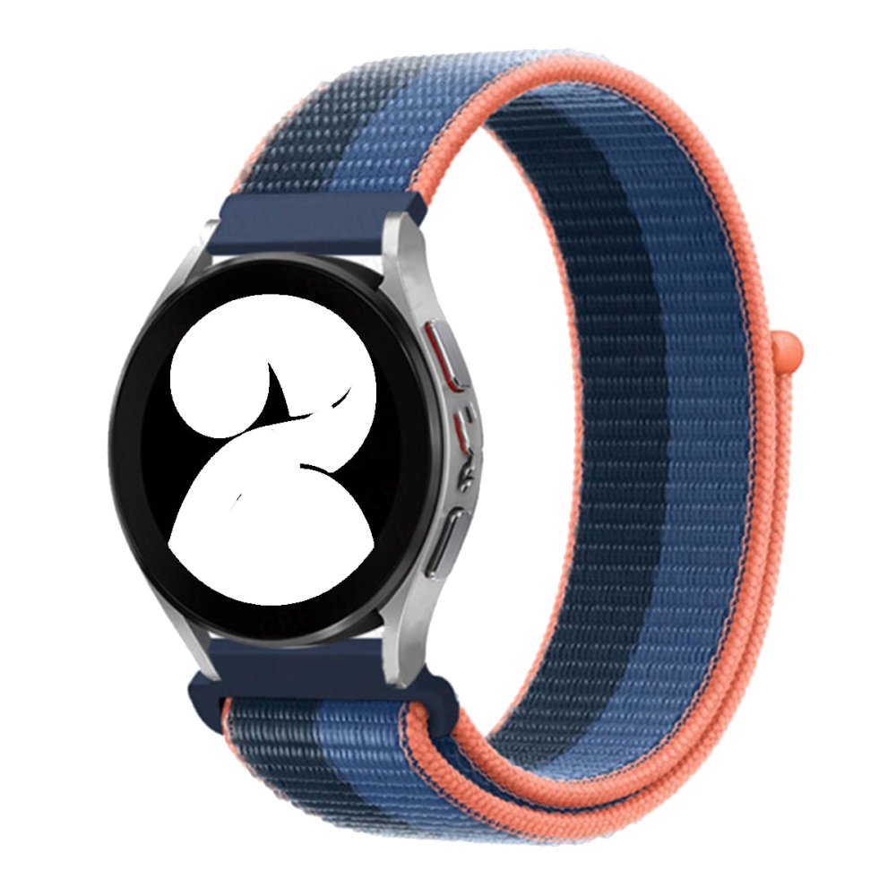  Samsung Galaxy Watch 4 Hasırlı Cırtcırtlı Kordon - Siyah-Mavi