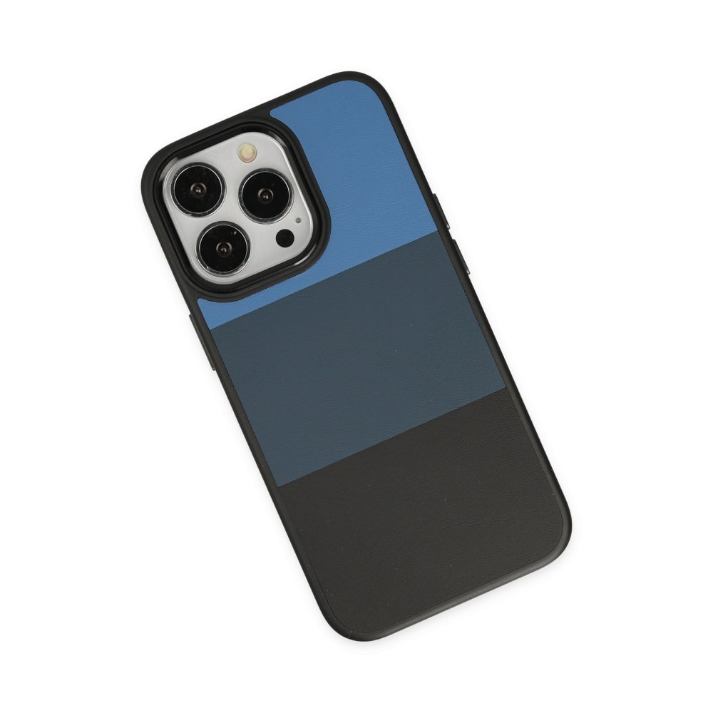  iPhone 14 Pro Max Kılıf King Kapak - Mavi-Siyah