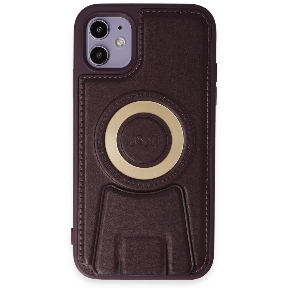  iPhone 11 Kılıf Merkür Magneticsafe Standlı Kapak - Derin Mor