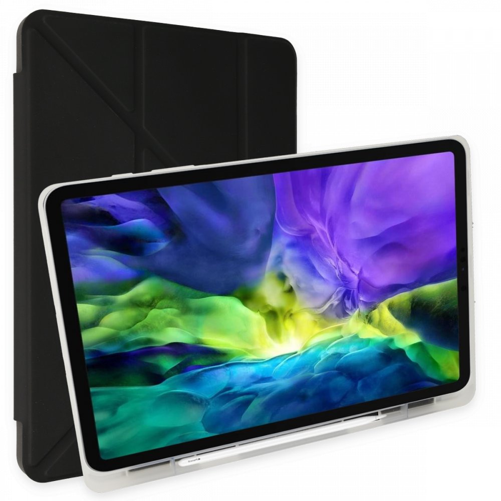 iPad Pro 12.9 (2020) Kılıf Kalemlikli Mars Tablet Kılıfı - Siyah iPad Pro 12.9 (2020) Kılıf Kalemlikli Mars Tablet Kılıfı - Siyah