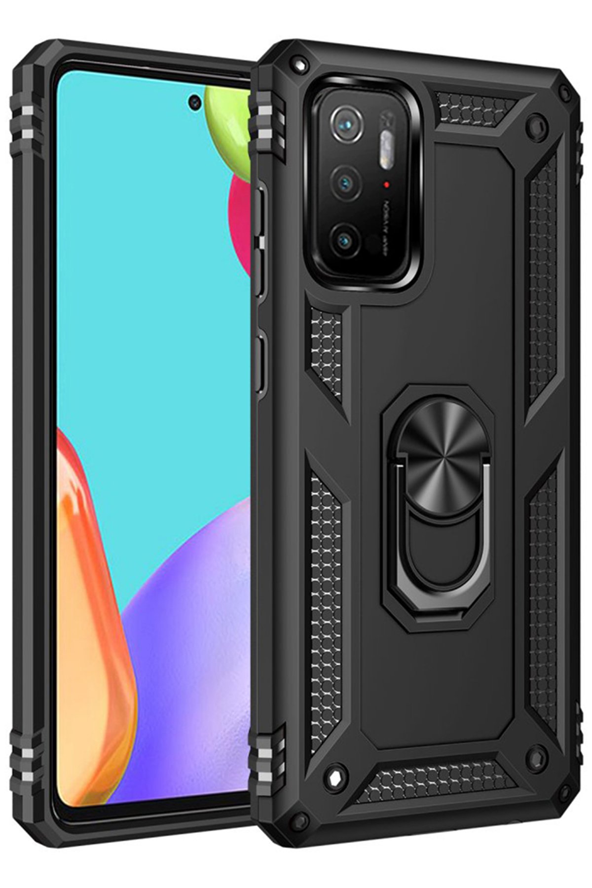 Xiaomi Pocophone M3 Kılıf Sofya Yüzüklü Silikon Kapak - Siyah Xiaomi Pocophone M3 Kılıf Sofya Yüzüklü Silikon Kapak - Siyah