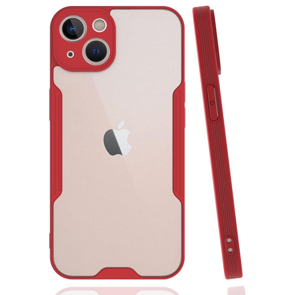  iPhone 14 Kılıf Platin Silikon - Kırmızı