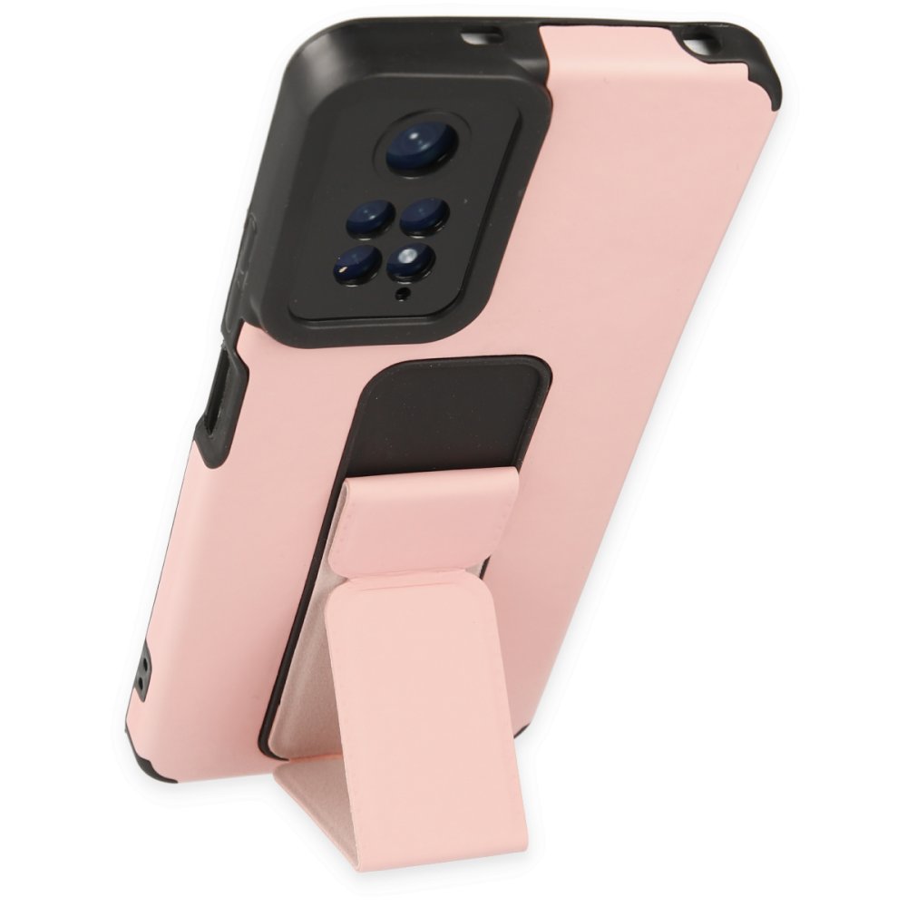 Redmi Note 11S Kılıf Mega Standlı Silikon - Pudra Redmi Note 11S Kılıf Mega Standlı Silikon - Pudra