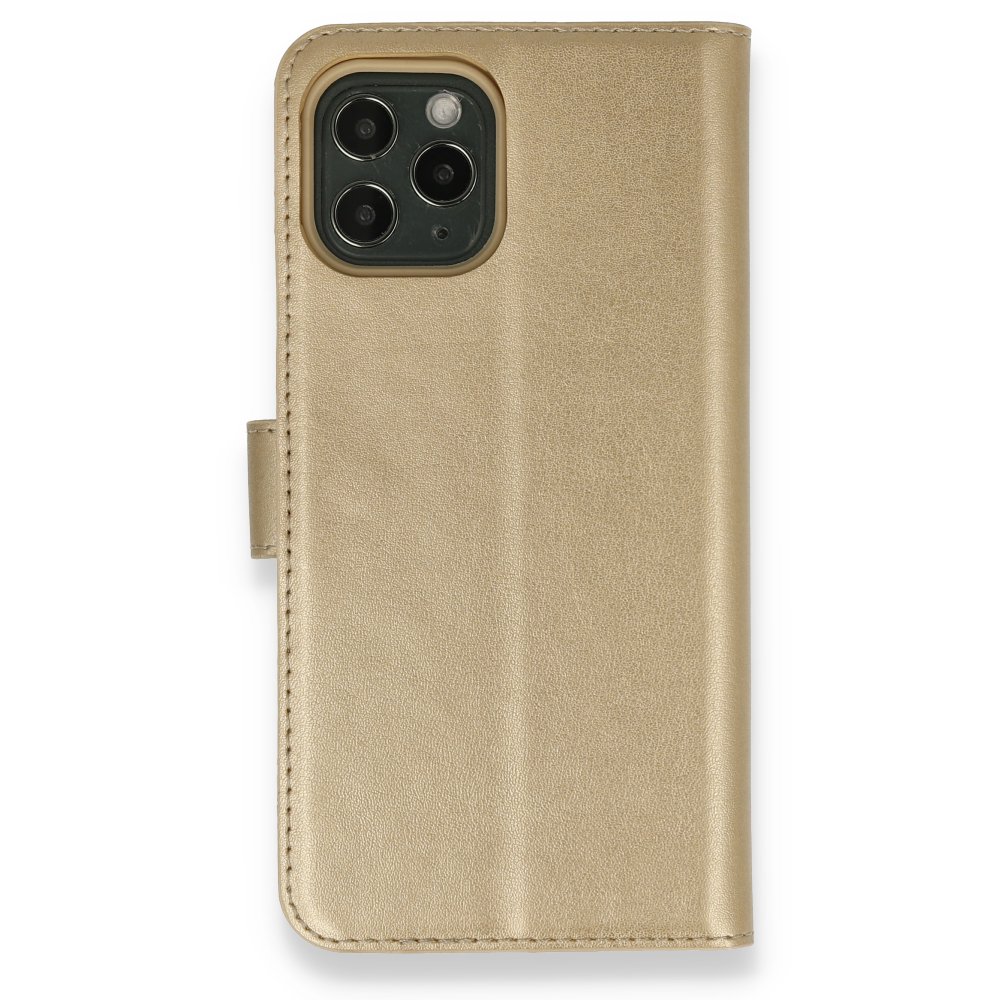  iPhone 12 Pro Kılıf Trend S Plus Kapaklı Kılıf - Gold