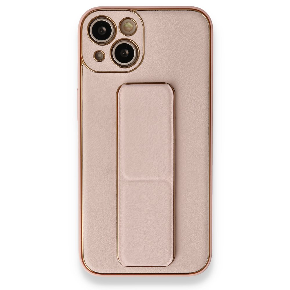 iPhone 13 Kılıf Coco Deri Standlı Kapak - Pembe  iPhone 13 Kılıf Coco Deri Standlı Kapak - Pembe