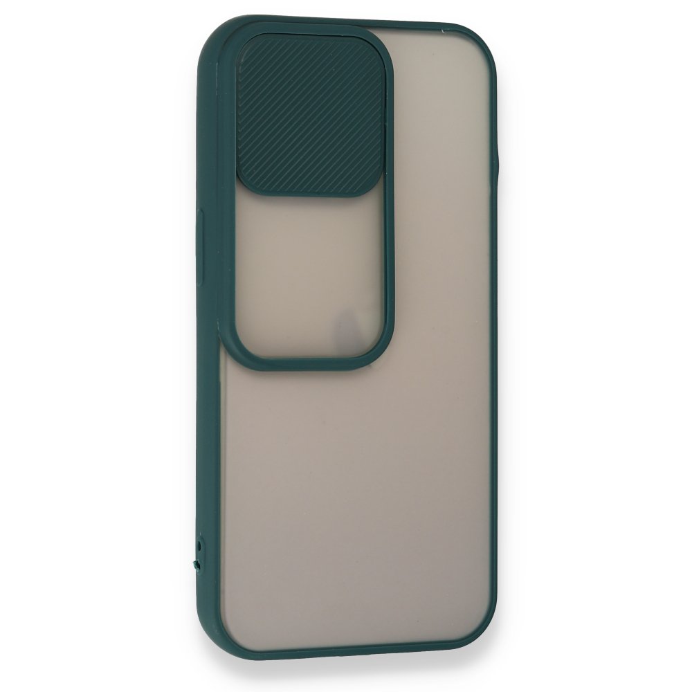 iPhone 13 Pro Kılıf Palm Buzlu Kamera Sürgülü Silikon - Yeşil iPhone 13 Pro Kılıf Palm Buzlu Kamera Sürgülü Silikon - Yeşil